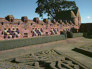 Garden wall and summerhouse